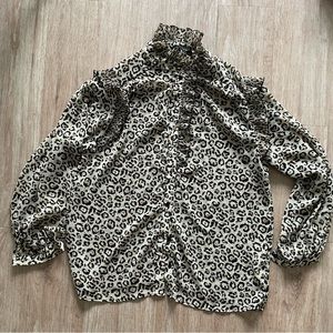 Zara long sleeve chiffon animal print top